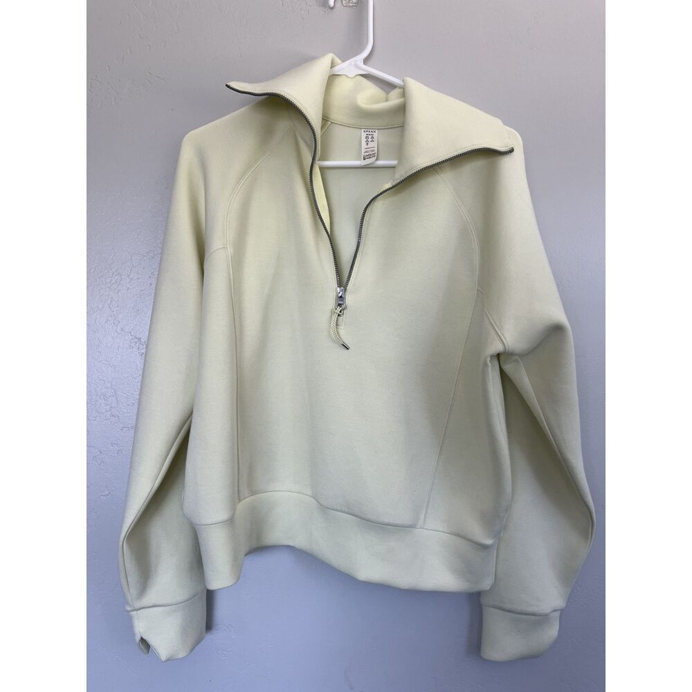 SPANX AirEssentials Half Zip Pullover Light Yellow Size M
